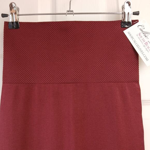 S/M Miz Seamless High Waist Burgundy Wine Leggings Small Medium Callie Zenana - Picture 6 of 11